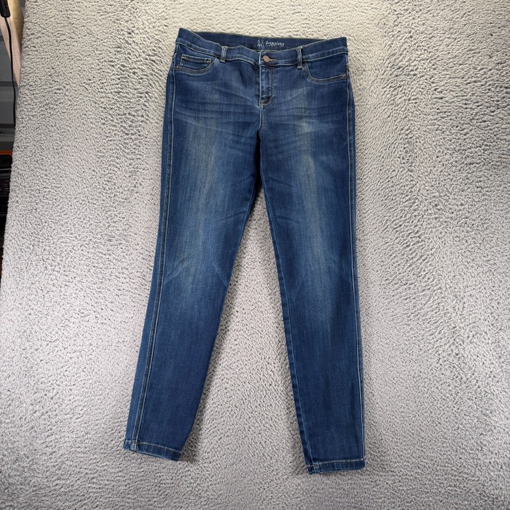 New York Jeans Women 10 Blue Cotton Denim Jegging Skinny Workwear Travel Stretch